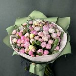 Букет из 65 розовых пионов &laquo;Зашифрованное послание&raquo;